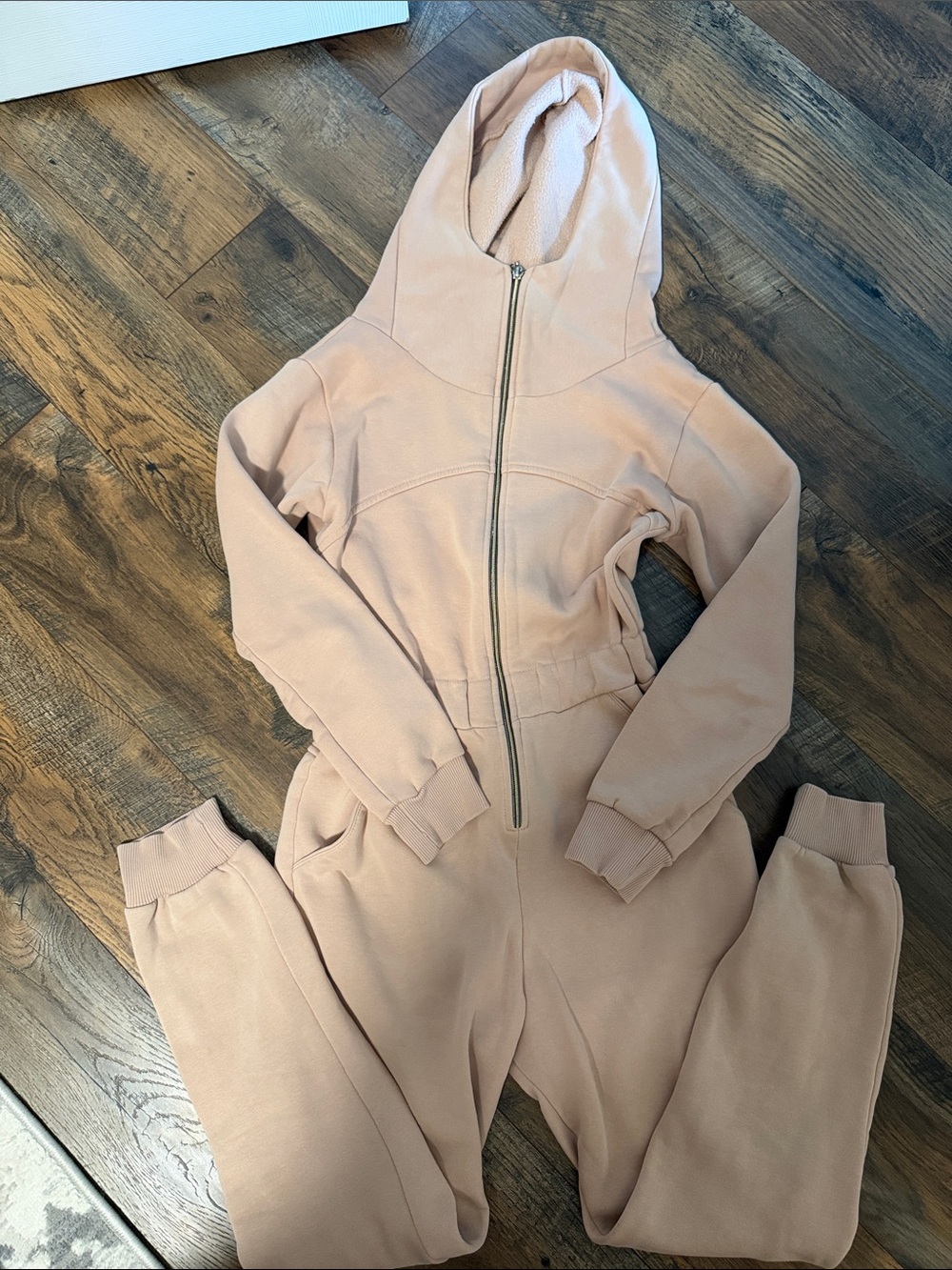 Women's Zip-Front Hooded Jumpsuit - Blush